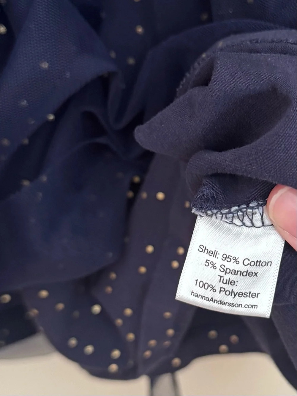 Hanna Andersson Shimmer Star Tulle Dress Girls Size 5 Navy Blue Gold Sparkle